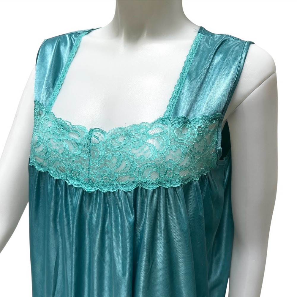 Turquoise Blue‎ Chemise Slip Laced Romantic Long Flowy Satin Bohemian Whimsygoth